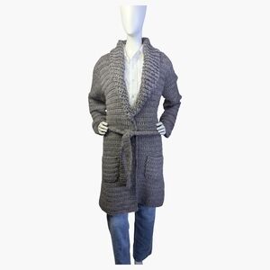 TRULY By Part Two Wool Blend Chunky Cardigan With Tie Front Belt | Size Medium